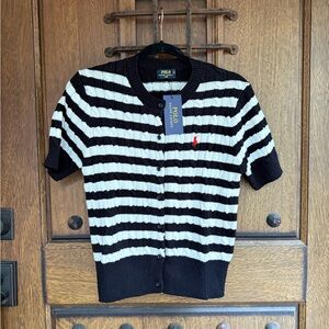 Polo by Ralph Lauren Black & White Striped Short-Sleeve Size L